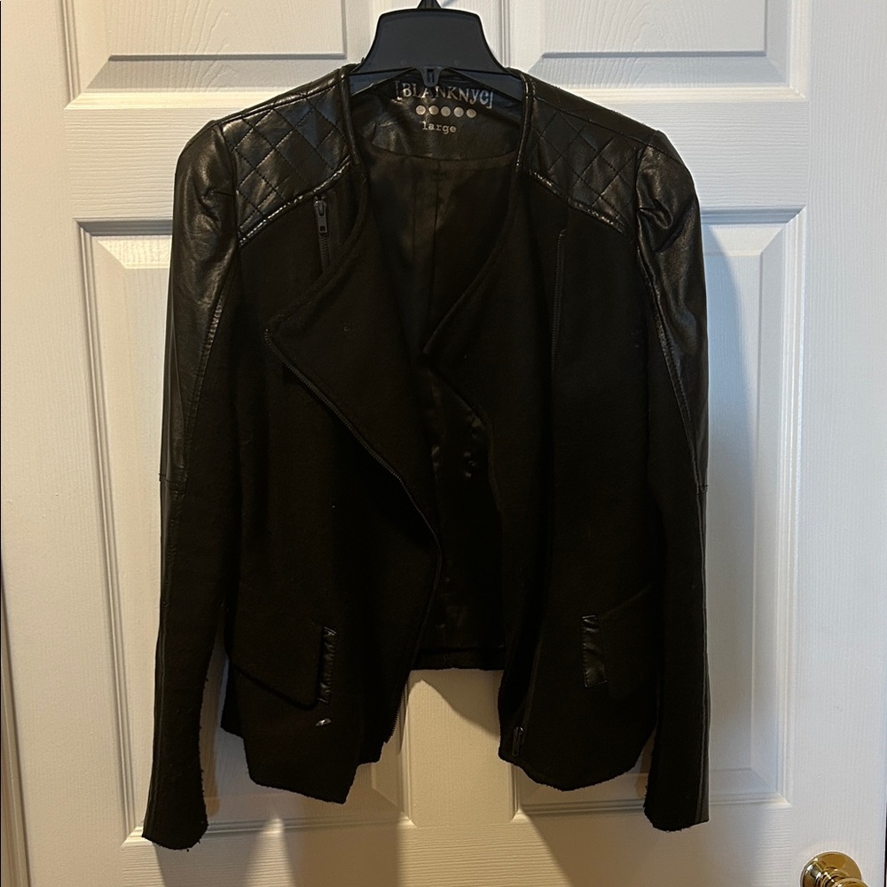 Blank NYC Women's Quilted Black Leather Jacket